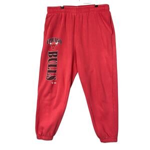 Mitchell and Ness Chicago Bulls Red Joggers Drawstring Vintage Size Large